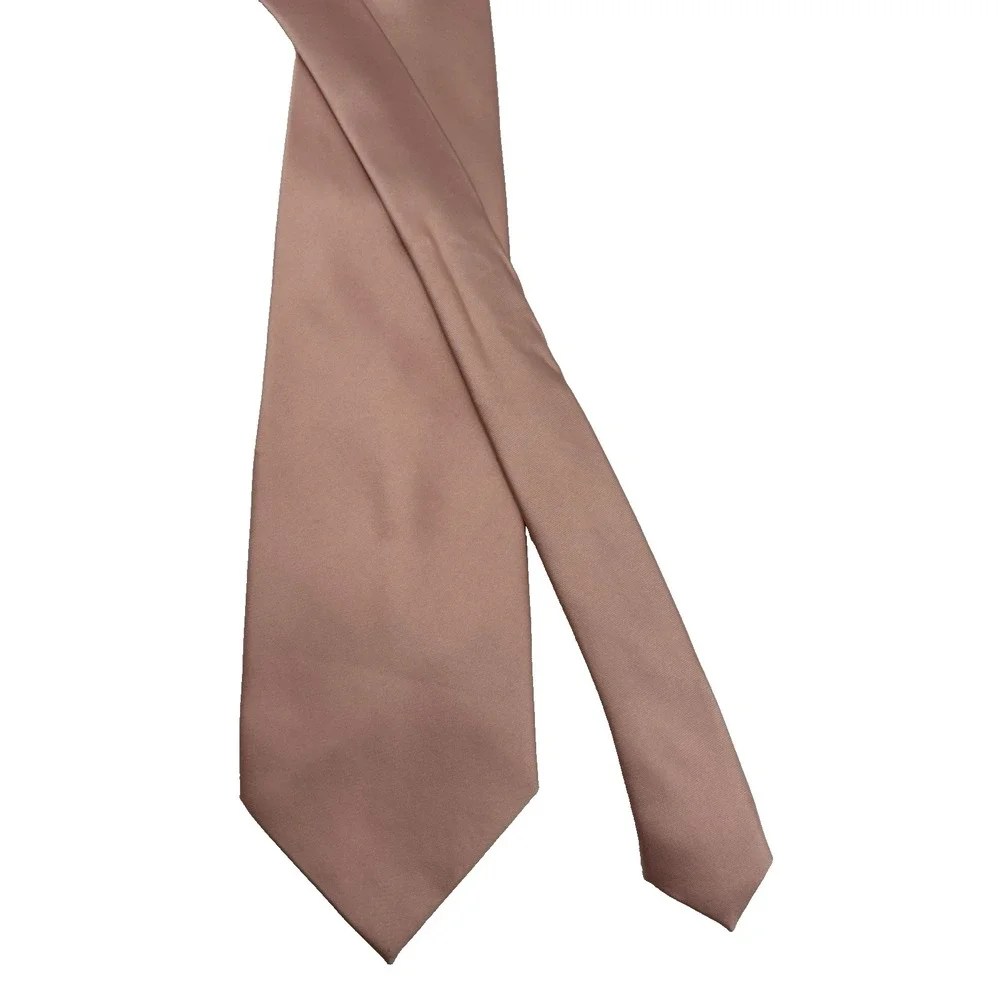 Borroni Pink Tie 100% Silk Solid Tie Handmade Luxury Designer Comfort 60